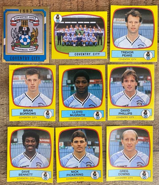 9X 1988 ORIGINAL UNUSED PANINI FOOTBALL 88 STICKERS COVENTRY CITY