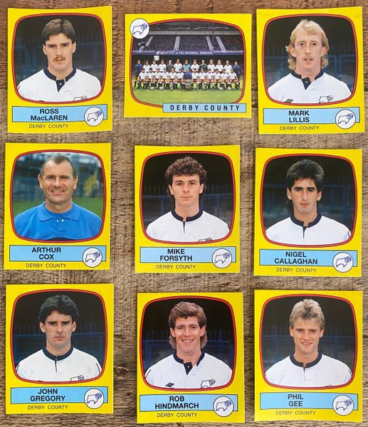 9X 1988 ORIGINAL UNUSED PANINI FOOTBALL 88 STICKERS DERBY COUNTY