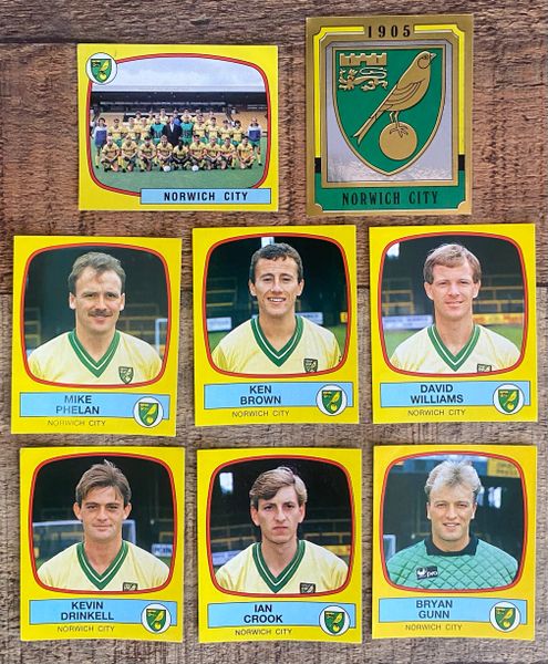 8X 1988 ORIGINAL UNUSED PANINI FOOTBALL 88 STICKERS NORWICH CITY