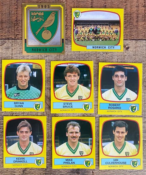 8X 1988 ORIGINAL UNUSED PANINI FOOTBALL 88 STICKERS NORWICH CITY