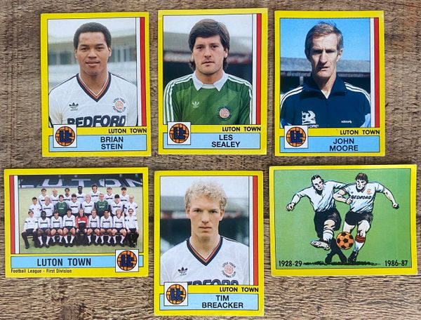 6X 1987 ORIGINAL UNUSED PANINI FOOTBALL 87 STICKERS LUTON TOWN