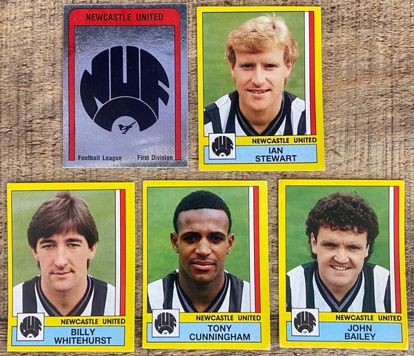 5X 1987 ORIGINAL UNUSED PANINI FOOTBALL 87 STICKERS NEWCASTLE UNITED