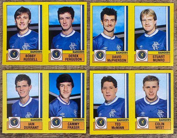 4X 1987 ORIGINAL UNUSED PANINI FOOTBALL 87 STICKERS GLASGOW RANGERS