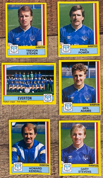 6X 1987 ORIGINAL UNUSED PANINI FOOTBALL 87 STICKERS EVERTON