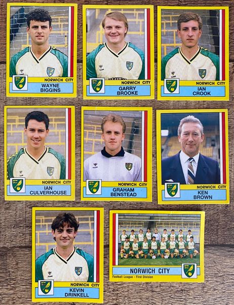 8X 1987 ORIGINAL UNUSED PANINI FOOTBALL 87 STICKERS NORWICH CITY