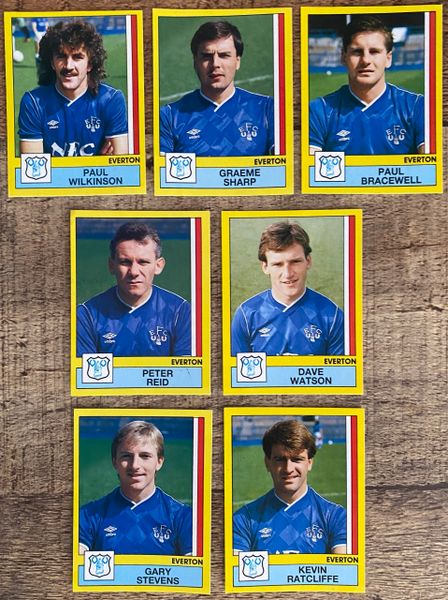 7X 1987 ORIGINAL UNUSED PANINI FOOTBALL 87 STICKERS EVERTON