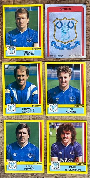 6X 1987 ORIGINAL UNUSED PANINI FOOTBALL 87 STICKERS EVERTON