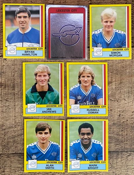 7X 1987 ORIGINAL UNUSED PANINI FOOTBALL 87 STICKERS LEICESTER CITY