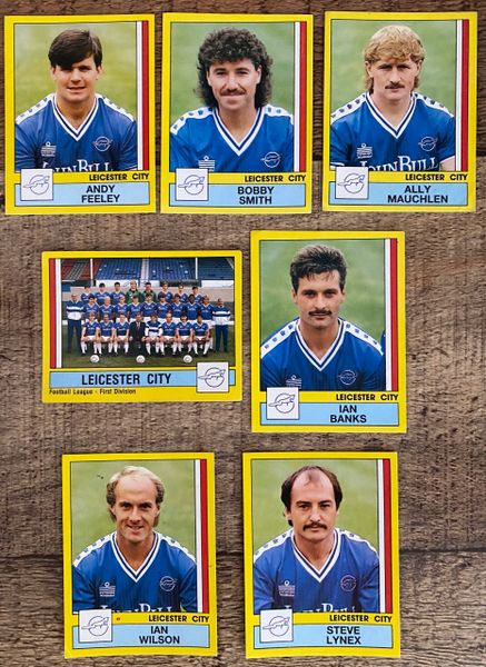 7X 1987 ORIGINAL UNUSED PANINI FOOTBALL 87 STICKERS LEICESTER CITY