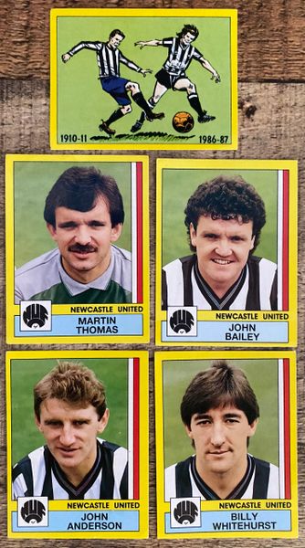 5X 1987 ORIGINAL UNUSED PANINI FOOTBALL 87 STICKERS NEWCASTLE UNITED