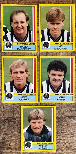 5X 1987 ORIGINAL UNUSED PANINI FOOTBALL 87 STICKERS NEWCASTLE UNITED