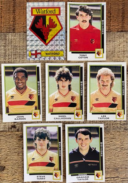 7X 1986 ORIGINAL UNUSED PANINI FOOTBALL 86 STICKERS WATFORD