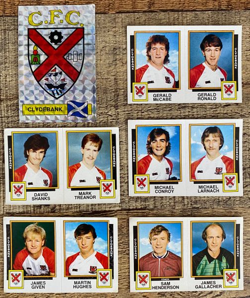 6X 1986 ORIGINAL UNUSED PANINI FOOTBALL 86 STICKERS CLYDEBANK