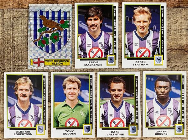 7X 1986 ORIGINAL UNUSED PANINI FOOTBALL 86 STICKERS WEST BROMWICH ALBION