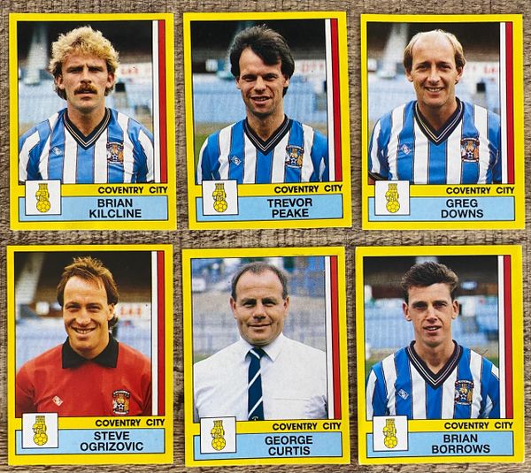 6X 1987 ORIGINAL UNUSED PANINI FOOTBALL 87 STICKERS COVENTRY CITY