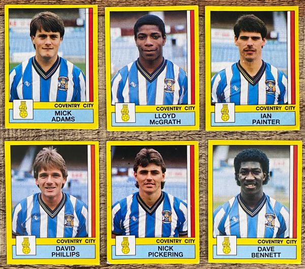 6X 1987 ORIGINAL UNUSED PANINI FOOTBALL 87 STICKERS COVENTRY CITY