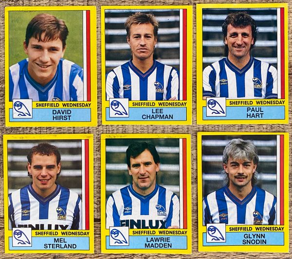 6X 1987 ORIGINAL UNUSED PANINI FOOTBALL 87 STICKERS SHEFFIELD WEDNESDAY