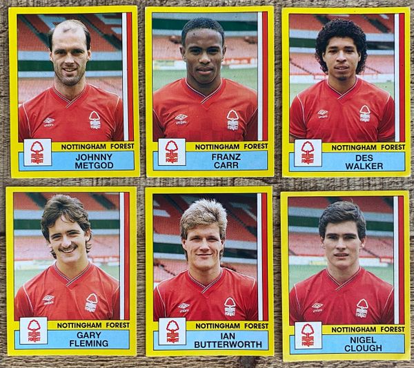 6X 1987 ORIGINAL UNUSED PANINI FOOTBALL 87 STICKERS NOTTINGHAM FOREST