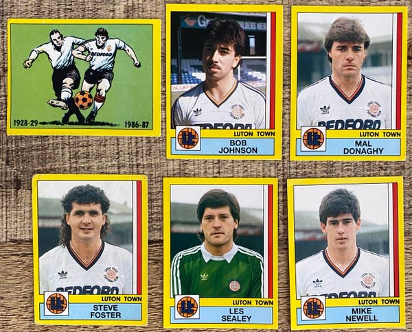 6X 1987 ORIGINAL UNUSED PANINI FOOTBALL 87 STICKERS LUTON TOWN