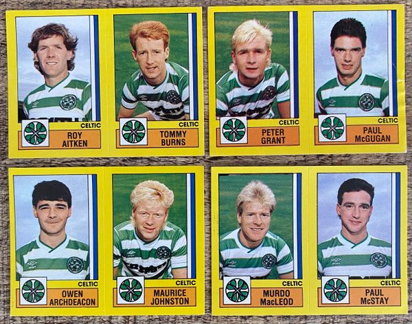 4X 1987 ORIGINAL UNUSED PANINI FOOTBALL 87 STICKERS GLASGOW CELTIC