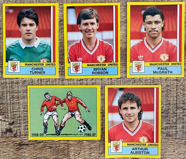 5X 1987 ORIGINAL UNUSED PANINI FOOTBALL 87 STICKERS MANCHESTER UNITED