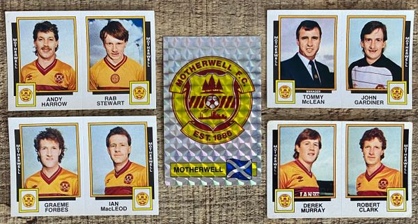 5X 1986 ORIGINAL UNUSED PANINI FOOTBALL 86 STICKERS MOTHERWELL