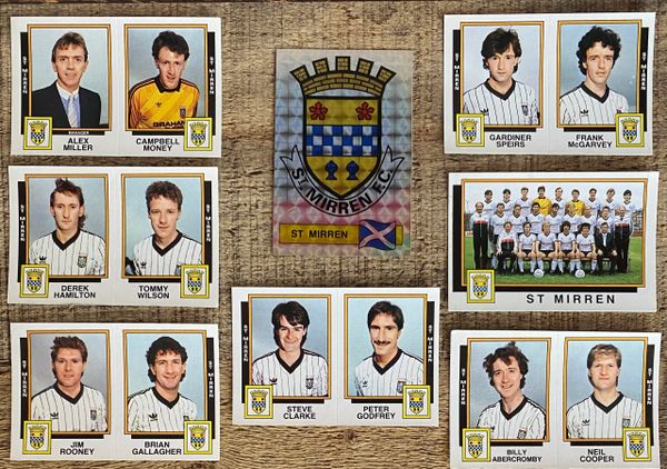 8X 1986 ORIGINAL UNUSED PANINI FOOTBALL 86 STICKERS ST MIRREN