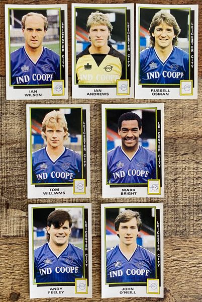 7X 1986 ORIGINAL UNUSED PANINI FOOTBALL 86 STICKERS LEICESTER CITY