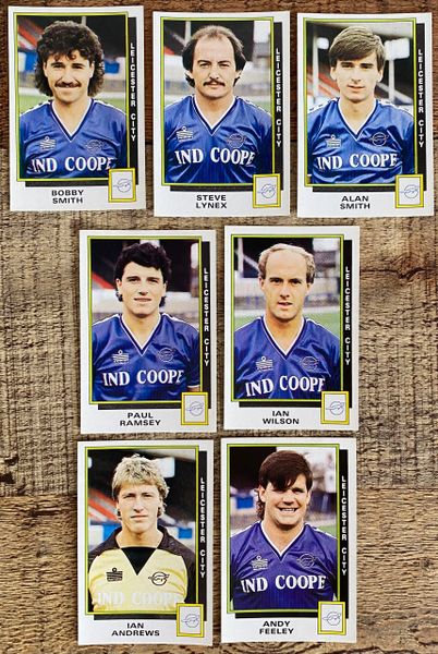 7X 1986 ORIGINAL UNUSED PANINI FOOTBALL 86 STICKERS LEICESTER CITY