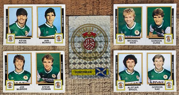 5X 1986 ORIGINAL UNUSED PANINI FOOTBALL 86 STICKERS HIBERNIAN