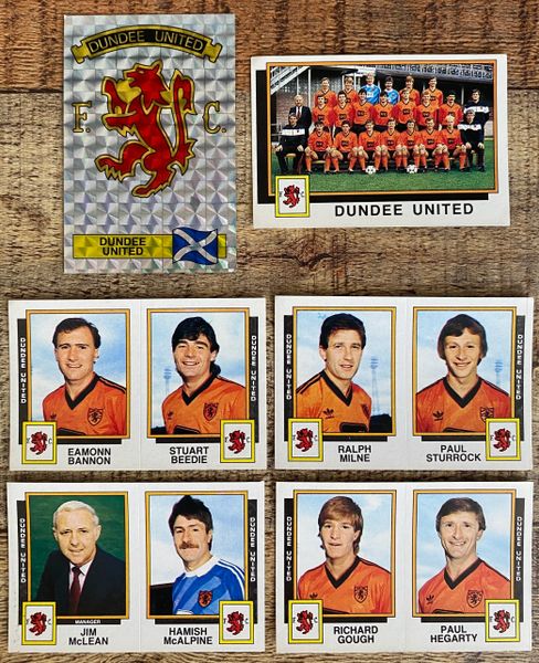 6X 1986 ORIGINAL UNUSED PANINI FOOTBALL 86 STICKERS DUNDEE UNITED