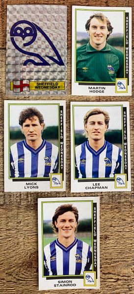 5X 1986 ORIGINAL UNUSED PANINI FOOTBALL 86 STICKERS SHEFFIELD WEDNESDAY