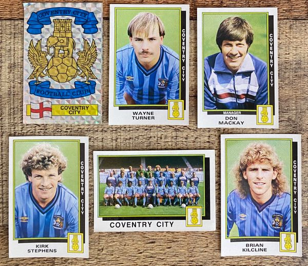 6X 1986 ORIGINAL UNUSED PANINI FOOTBALL 86 STICKERS COVENTRY CITY