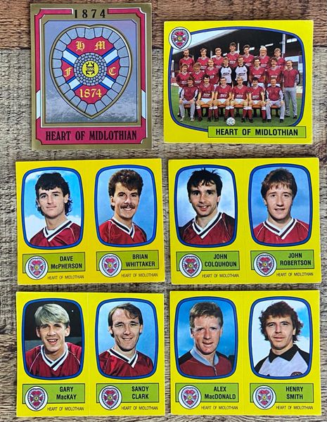 7X 1988 ORIGINAL UNUSED PANINI FOOTBALL 88 STICKERS HEART OF MIDLOTHIAN