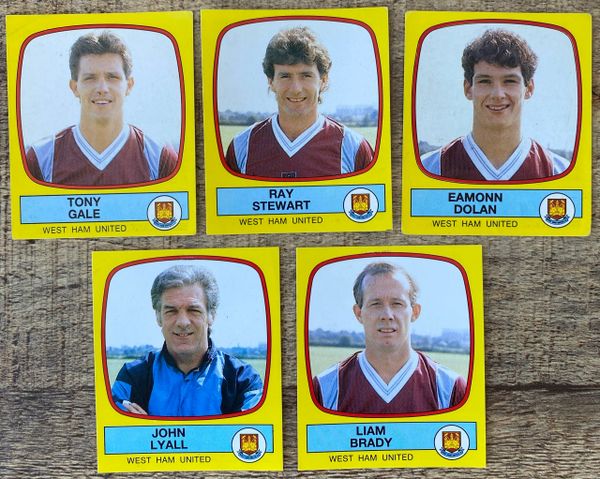 5X 1988 ORIGINAL UNUSED PANINI FOOTBALL 88 STICKERS WEST HAM UNITED