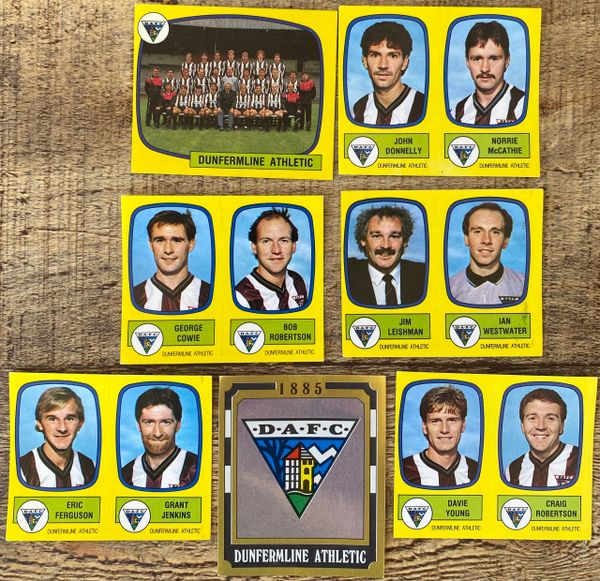 7X 1988 ORIGINAL UNUSED PANINI FOOTBALL 88 STICKERS DUNFERMLINE ATHLETIC