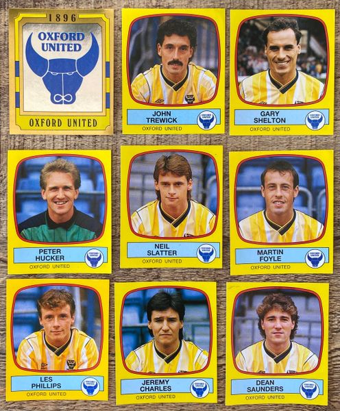 9X 1988 ORIGINAL UNUSED PANINI FOOTBALL 88 STICKERS OXFORD UNITED