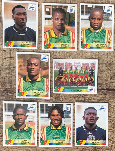 8X 1998 WORLD CUP FRANCE 98 PANINI ORIGINAL UNUSED STICKERS PLAYERS CAMEROON