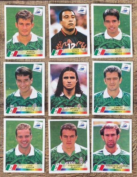 9X 1998 WORLD CUP FRANCE 98 PANINI ORIGINAL UNUSED STICKERS PLAYERS MEXICO