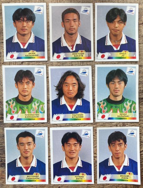 9X 1998 WORLD CUP FRANCE 98 PANINI ORIGINAL UNUSED STICKERS PLAYERS JAPAN