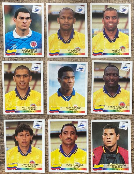 9X 1998 WORLD CUP FRANCE 98 PANINI ORIGINAL UNUSED STICKERS PLAYERS COLOMBIA