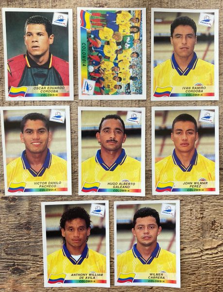 8X 1998 WORLD CUP FRANCE 98 PANINI ORIGINAL UNUSED STICKERS PLAYERS COLOMBIA