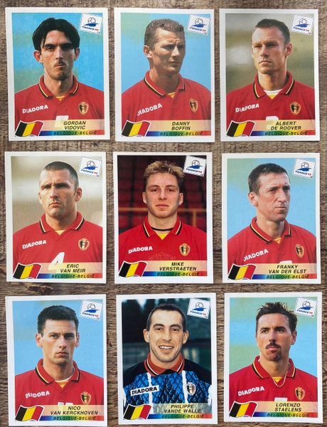 9X 1998 WORLD CUP FRANCE 98 PANINI ORIGINAL UNUSED STICKERS PLAYERS BELGIUM