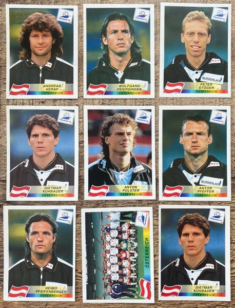 9X 1998 WORLD CUP FRANCE 98 PANINI ORIGINAL UNUSED STICKERS PLAYERS OSTERREICH AUSTRIA