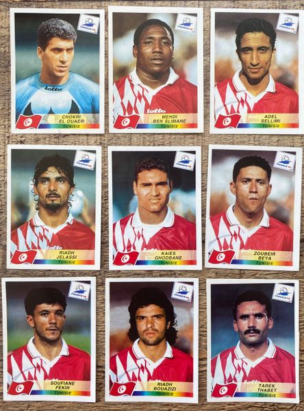9X 1998 WORLD CUP FRANCE 98 PANINI ORIGINAL UNUSED STICKERS PLAYERS TUNISIA