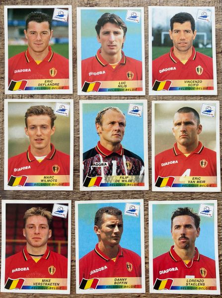 9X 1998 WORLD CUP FRANCE 98 PANINI ORIGINAL UNUSED STICKERS PLAYERS BELGIUM