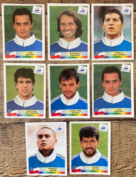 8X 1998 WORLD CUP FRANCE 98 PANINI ORIGINAL UNUSED STICKERS PLAYERS CHILE