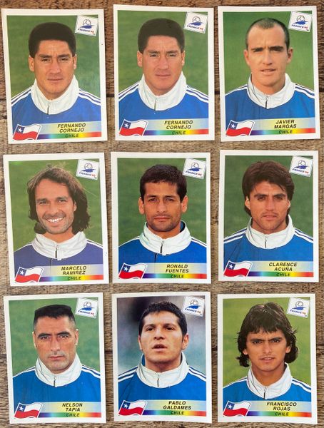 9X 1998 WORLD CUP FRANCE 98 PANINI ORIGINAL UNUSED STICKERS PLAYERS CHILE