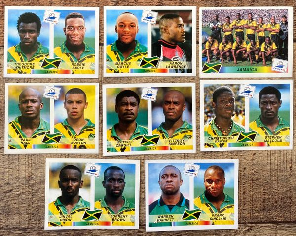 8X 1998 WORLD CUP FRANCE 98 PANINI ORIGINAL UNUSED STICKERS PLAYERS JAMAICA