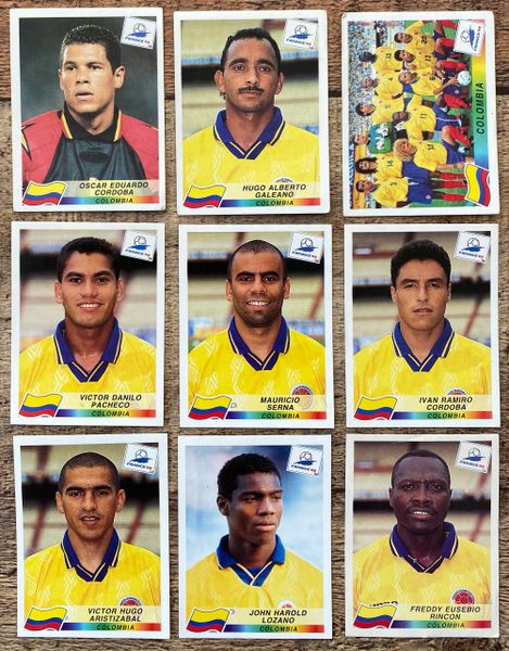 9X 1998 WORLD CUP FRANCE 98 PANINI ORIGINAL UNUSED STICKERS PLAYERS COLOMBIA